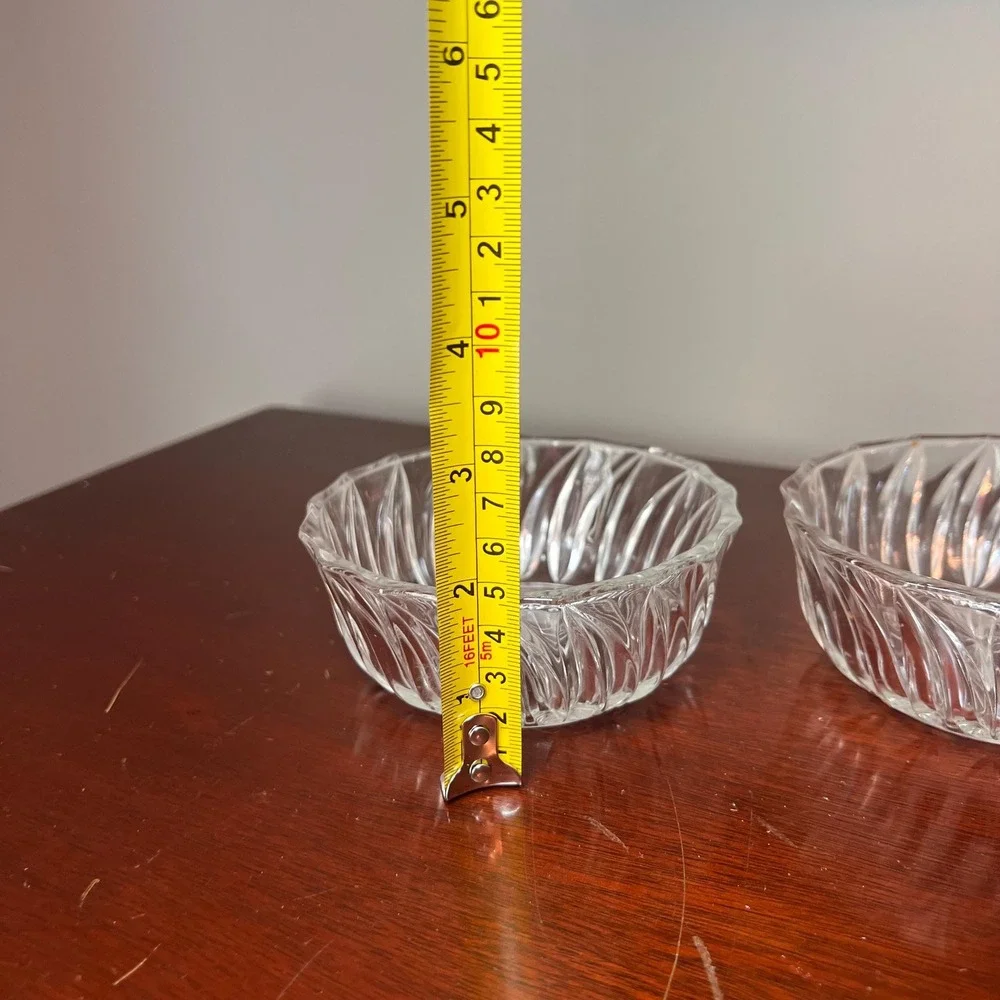 Vintage Clear Glass Berry Bowls Set of 2 Pressed Glass Dessert Bowls Starburst